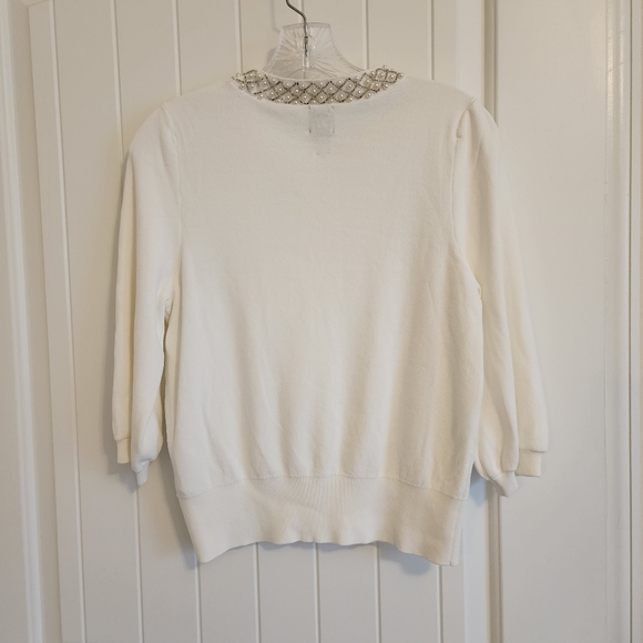 Creamy Beaded Neck Sweater Small - Picture 7 of 16
